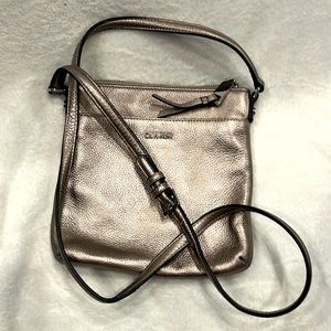 Calvin Klein silver metallic crossbody purse